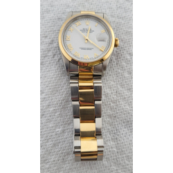 Rolex Datejust 36 mm 16203 Two Tone Stainless Steel &18k Gold Bracelet & bezel White Roman Dial
